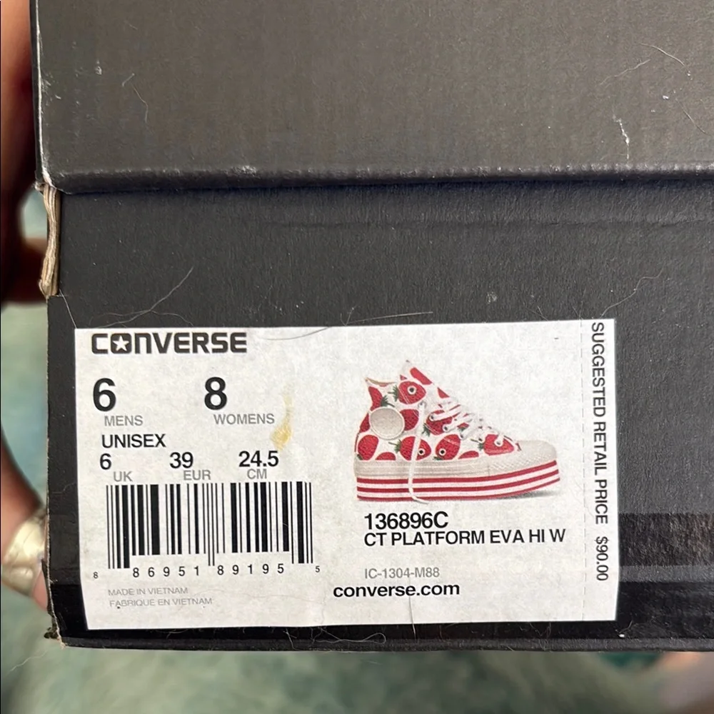 Converse Red and White Heart Print High-Top Sneakers - Picture 6 of 6